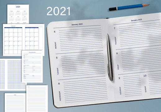 2021 Monthly and Weekly Planner Layout