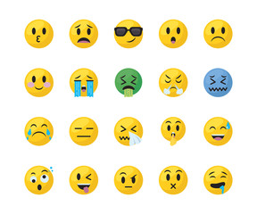 Fototapeta premium Emojis faces flat style icon set vector design