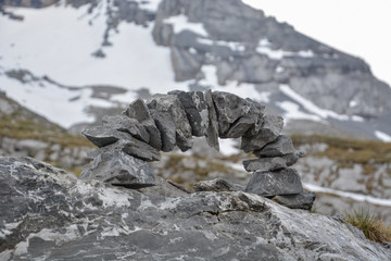 Small bridge made out of rocks in the mountains