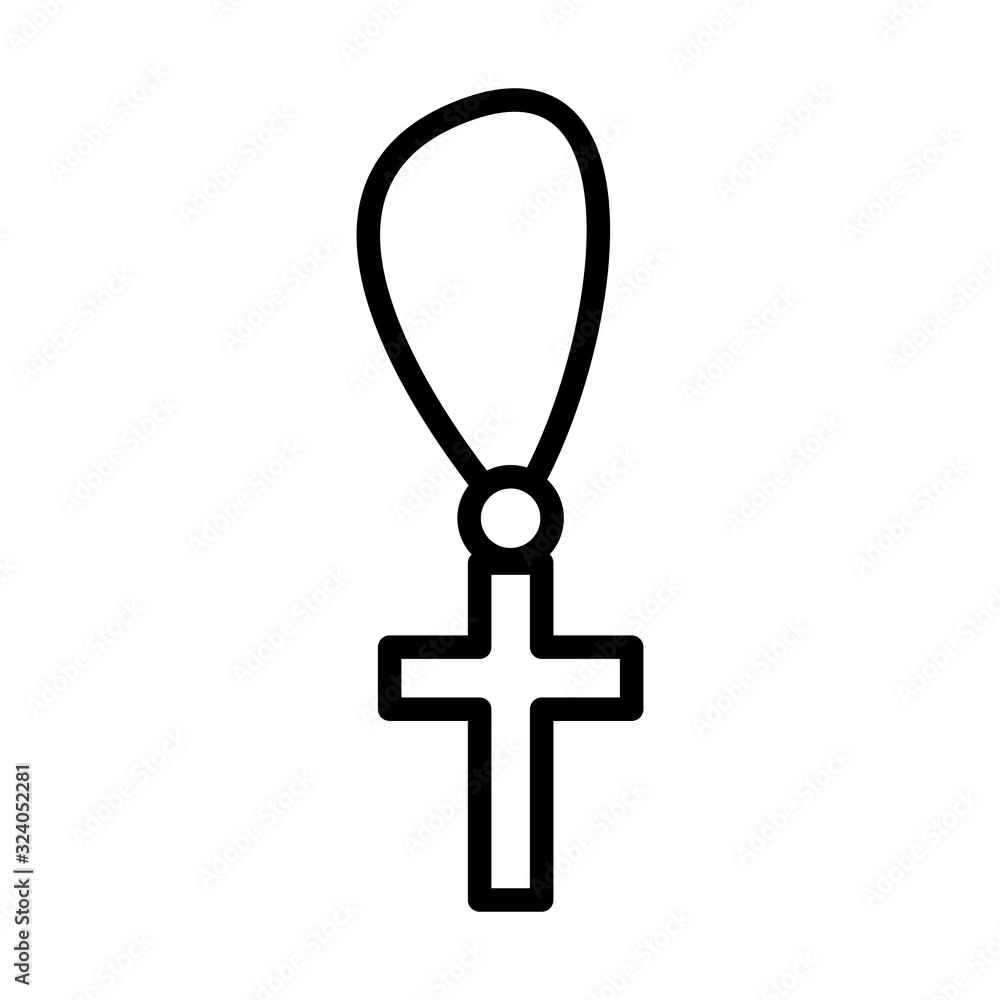 Poster necklace in cross religion line style icon