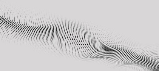 Wave of particles. Futuristic point wave. Vector illustration. Abstract background with a dynamic wave. Wave 3d.
