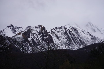 Fototapeta na wymiar snowy mountains in the north of spain, picos de europa