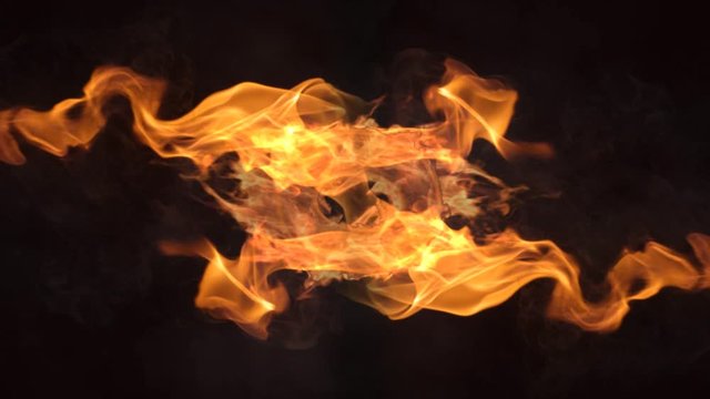 Flaming Smoking Abstract 4K Loop features flames continually emanating from a central point in the center of the screen in a loop
