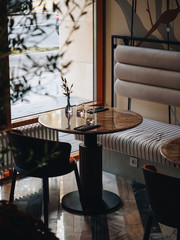 Modern interior of french style bistro restaurant