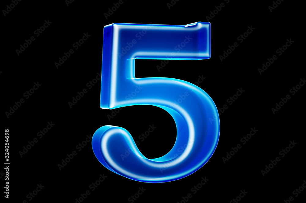 Poster number 5 with hologram effect, 3d rendering