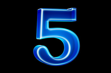 Number 5 with hologram effect, 3D rendering