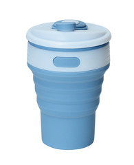 Eco friendly reusable blue silicone cup for coffee or tea