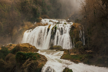 Beautiful waterfall Cascada delle Marmore in Terni, Italy. Landscape photo. Waterfall in green...