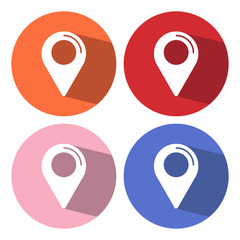 Flat design map marker icon with long shadow. 10 EPS