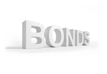 Bonds 3D rendering white letters in perspective texture