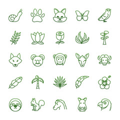 Biodiversity and animals gradient style icon set vector design