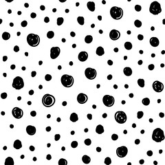 Dot doodles seamless pattern. Hand drawn circles texture background.