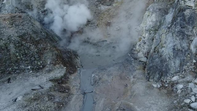 Aerial view of Volcanic Activity Boiling Geothermal Mud