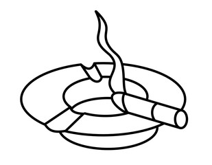 灰皿タバコ煙(線画)