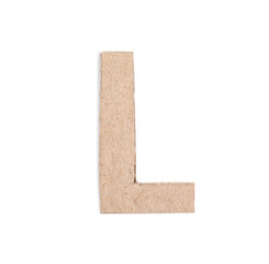 Letter L made of cardboard isolated on white