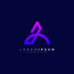 letter A full color vector design logo