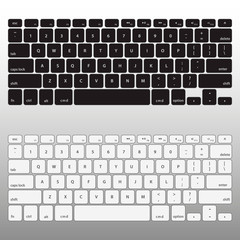 Set Black and White Keyboard Stroke QWERTY - Isolated Vector Illustration