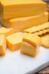 British yellow Chester creme cheese made from cow milk