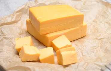 British yellow Chester creme cheese made from cow milk