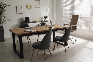 Conference room interior with modern office table