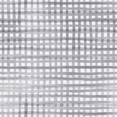 Seamless plaid repeated pattern with wide brushstrokes and stripes. Tartan style graphic background. Brush striped strokes grunge monochrome backdrop. Messy 
checkered pattern.