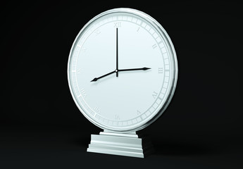 3D render, 3d illustration. Abstract clock, dial with a marking and arrows.