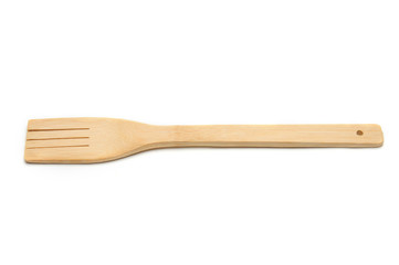 Wooden fork from kitchen utensils on a white background