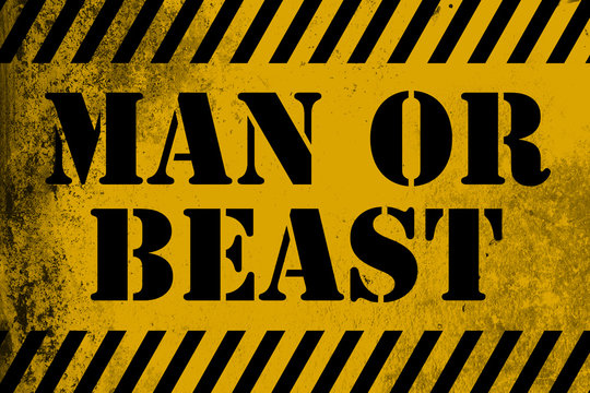 Man or beast sign yellow with stripes