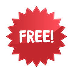 Free badge, special offer promotion. Call to action stickers or labels.