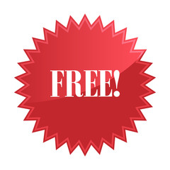 Free badge, special offer promotion. Call to action stickers or labels.