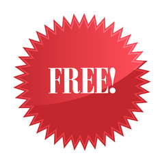 Free badge, special offer promotion. Call to action stickers or labels.