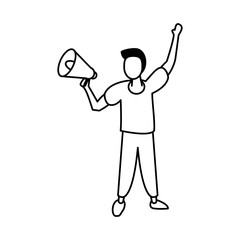 activist man with protest megaphone