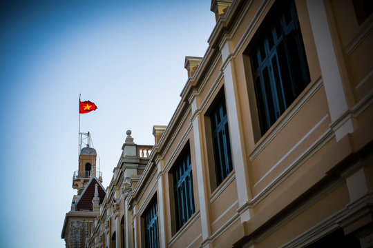 Exterior view of the People's Committee building in downtown Ho Chi Minh City, Vietnam. ,Ho Chi Minh City