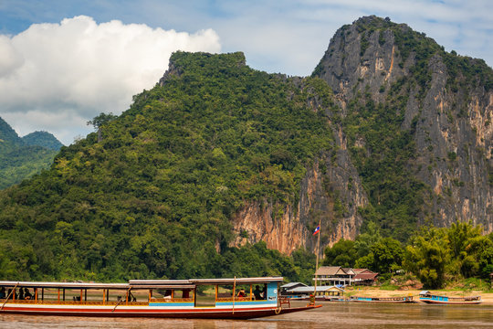 Mekong River near Pak Ou Caves, Luang Prabang Laos,Pak Ou Caves