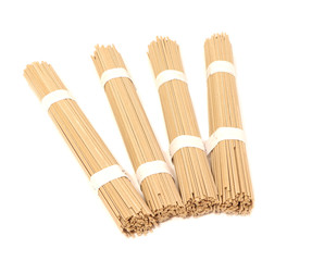 Buckwheat noodle Soba isolated on a white background. Japanese cuisine.