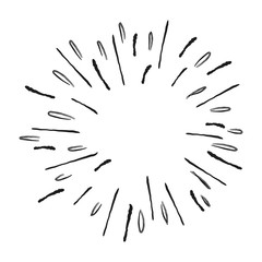 Sunburst doodle. Star burst hand drawn radial lines. 