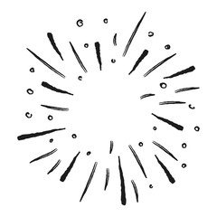 Sunburst doodle. Star burst hand drawn radial lines. 