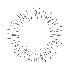 Obraz premium Sunburst doodle. Star burst hand drawn radial lines. 