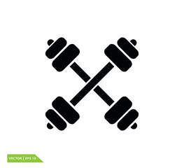 Barbell icon vector logo design template