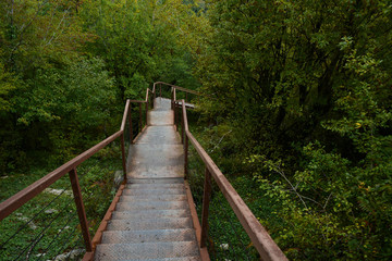 Okatse Canyon, hiking trail above the canyon near Kutaisi in Georgia