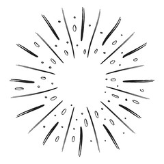 Obraz premium Sunburst doodle. Star burst hand drawn radial lines. 
