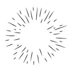 Sunburst doodle. Star burst hand drawn radial lines. 