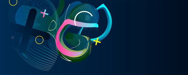 Dynamic pink shapes composition geometric liquid classic blue color futuristic