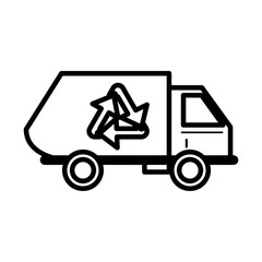 arrows recycle symbol in truck