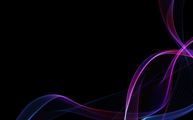 Dark abstract background with a glowing abstract waves