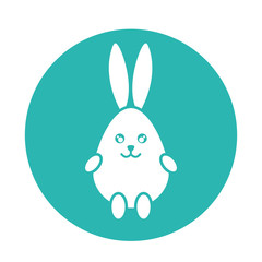 Happy easter rabbit egg block style icon vector design