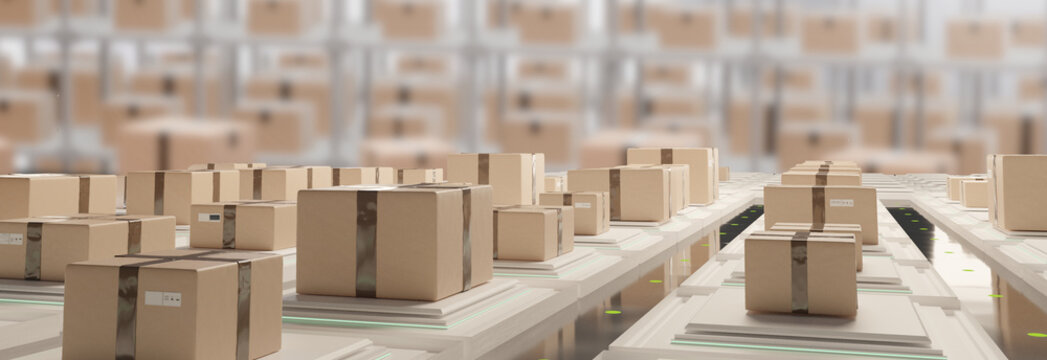 postal parcel logistics shipping parcels 3d-illustration brown packages