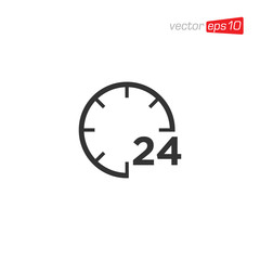 24 Hour Open Icon Logo Design Vector