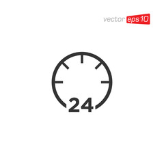 24 Hour Open Icon Logo Design Vector