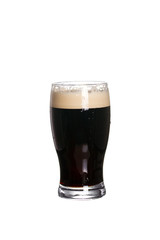 Glass of beer. Stout black dark beer, isolated on white background - image